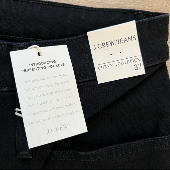 J. Crew Curvy Toothpick Jeans Stretch Ankle Length High Rise Black Size 37 - Picture 10 of 11